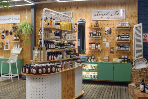 Commercial photography at Simply Bee shop at the Beauty shed in the Waterfront