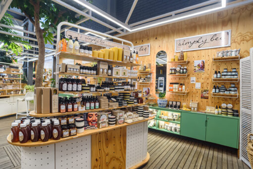 Commercial photography at Simply Bee shop at the Beauty shed in the Waterfront